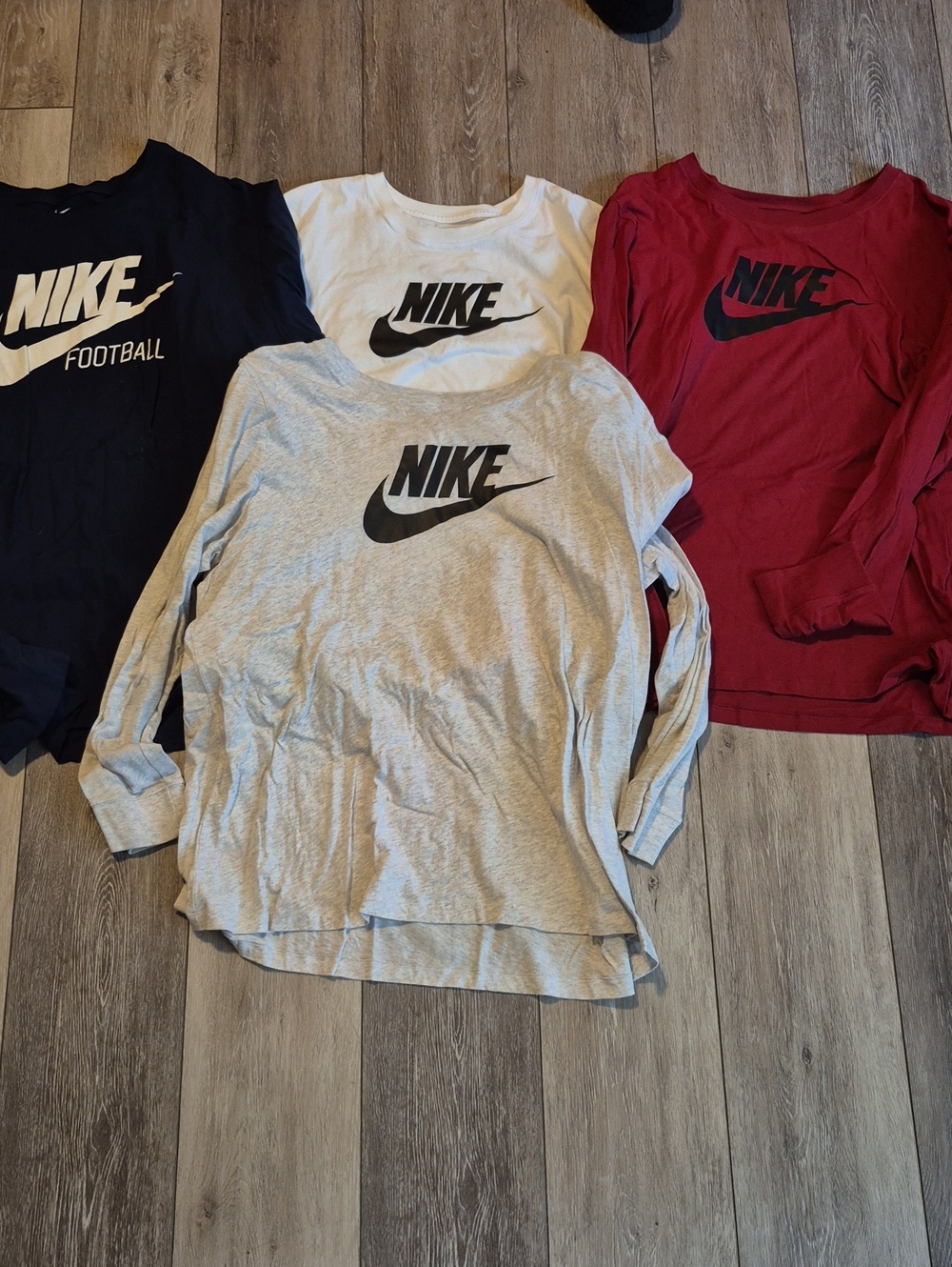 Nike Men (3) Long Sleeve Logo Tee - Gray,  Navy, Red